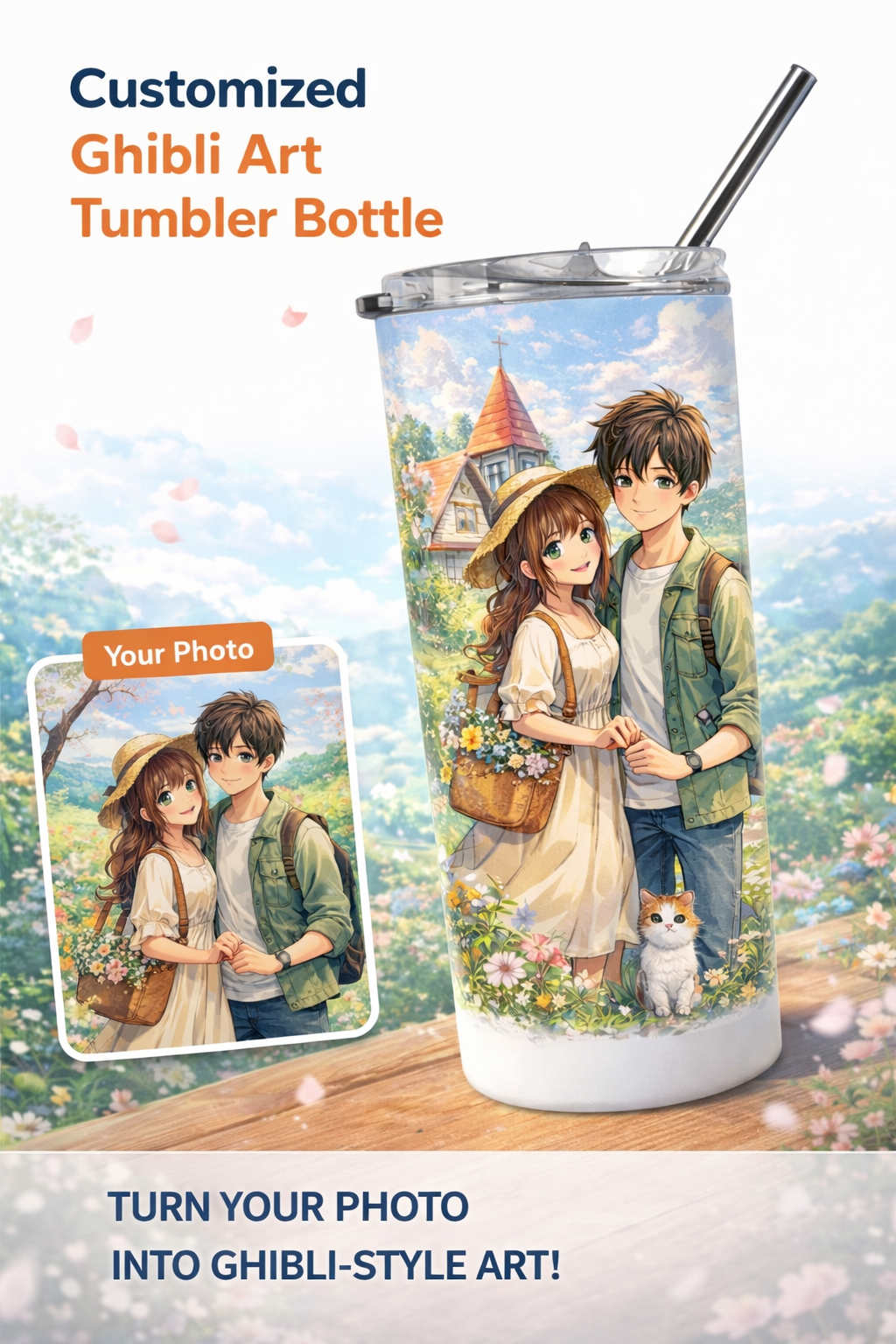 Personalized Anime  & Ghibali Art Tumbler Bottle