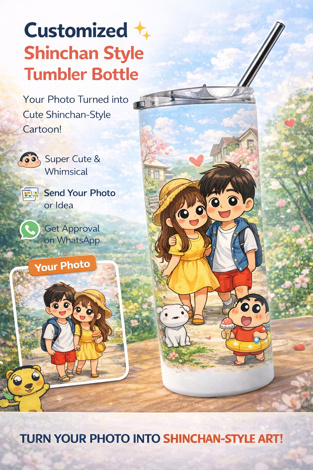 Customized Shinchan-Style Art Tumbler Bottle