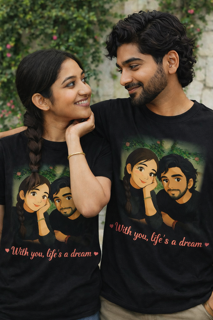 Custom Couple T-Shirts – Ghibli Art Edition